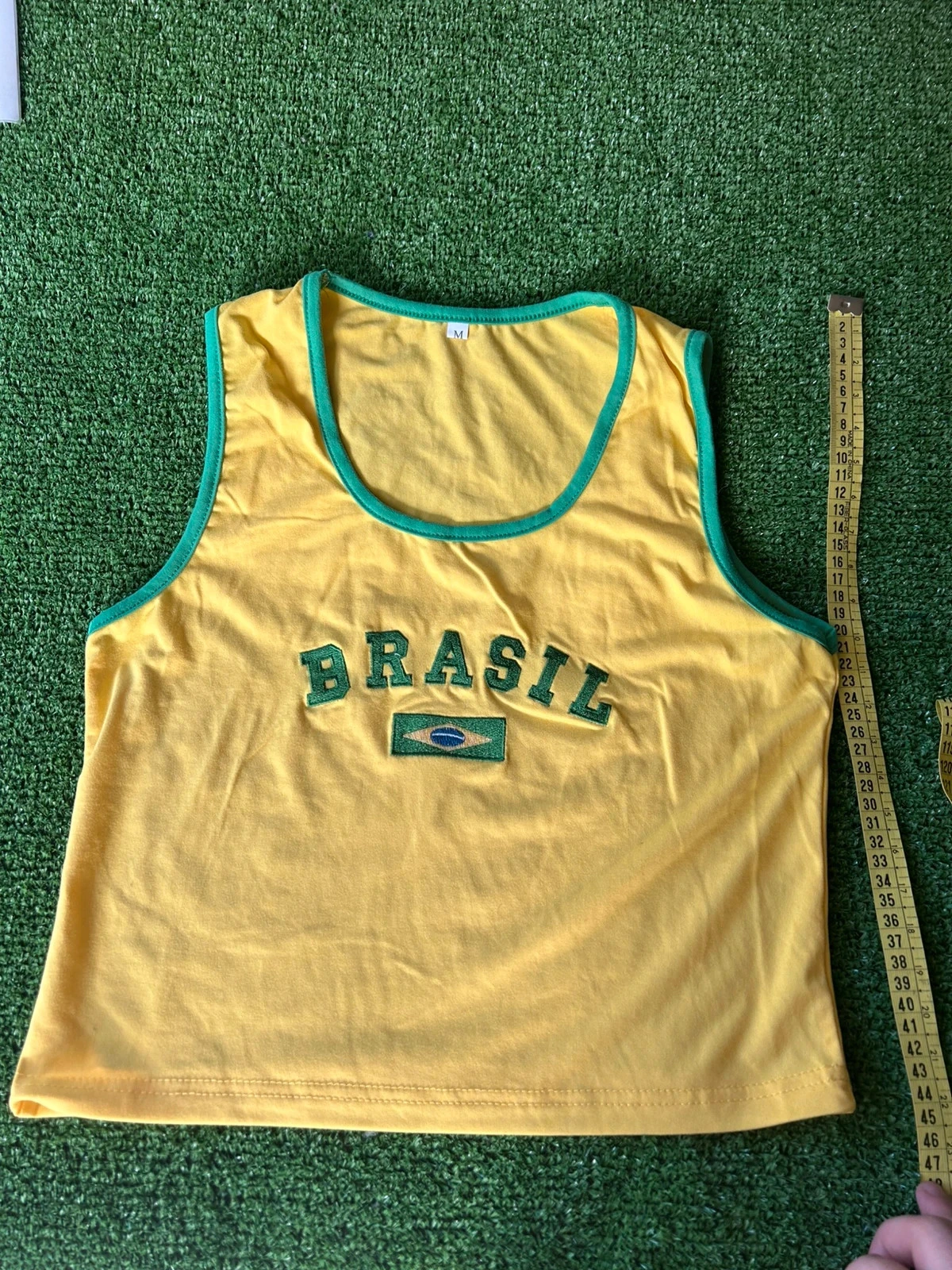 Geel-groen Brazil geborduurd tanktopje – photo 2